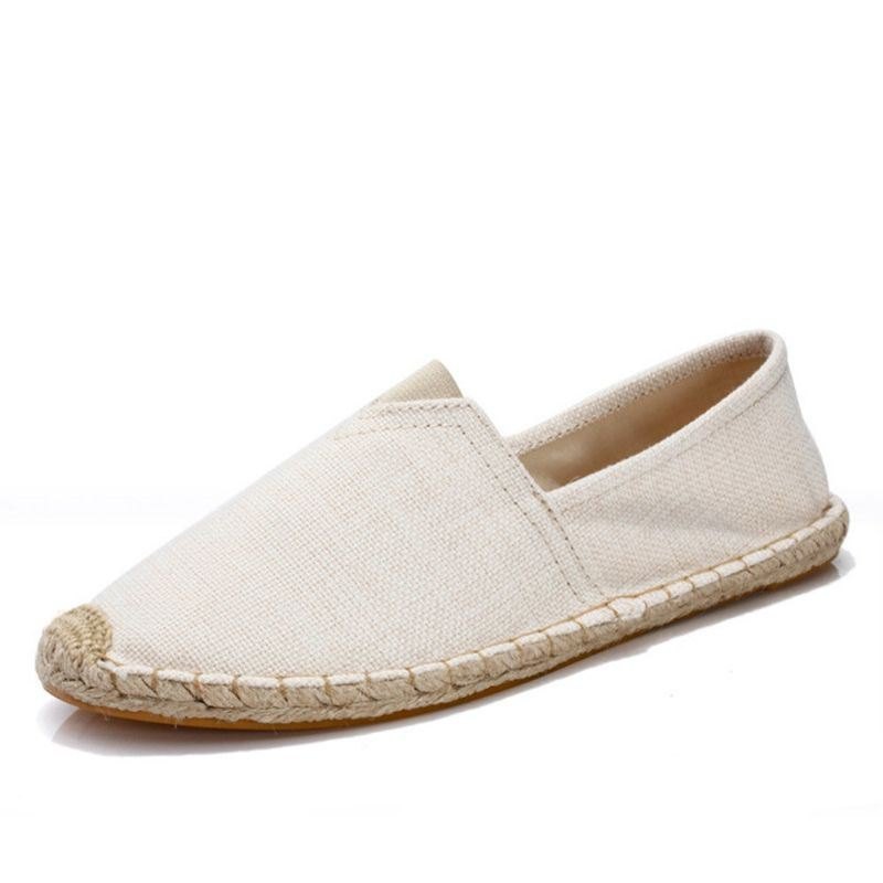 Dame Large Størrelse Ensfarget Slip-on Espadrilles Fisherman Flat Shoes