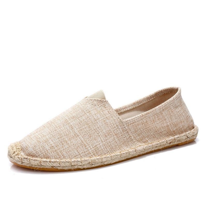 Dame Large Størrelse Ensfarget Slip-on Espadrilles Fisherman Flat Shoes