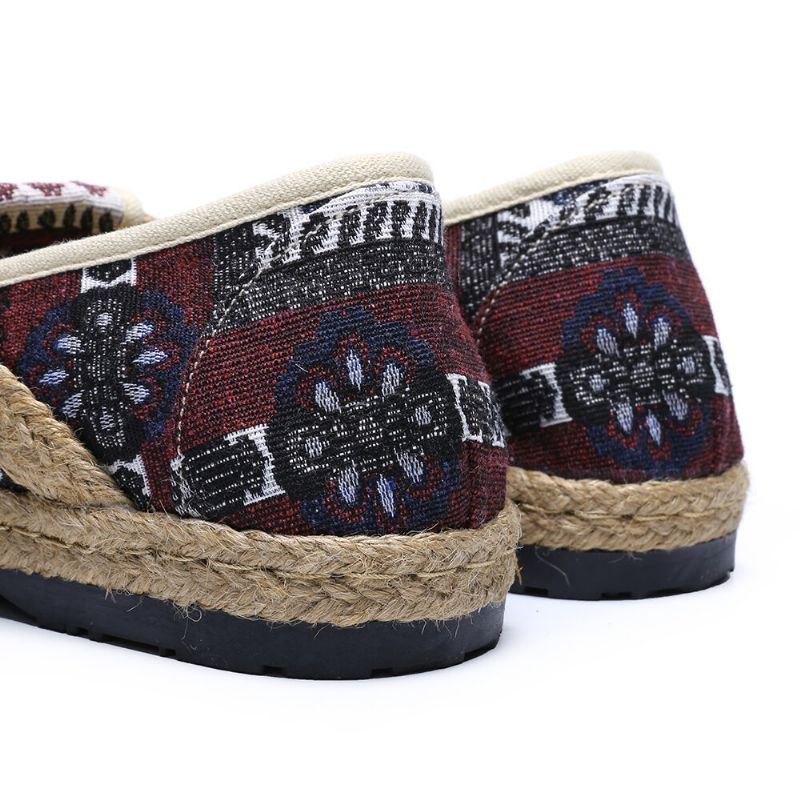 Dame Lin Halmmønster Casual Slip On Espadrille Flat Loafers