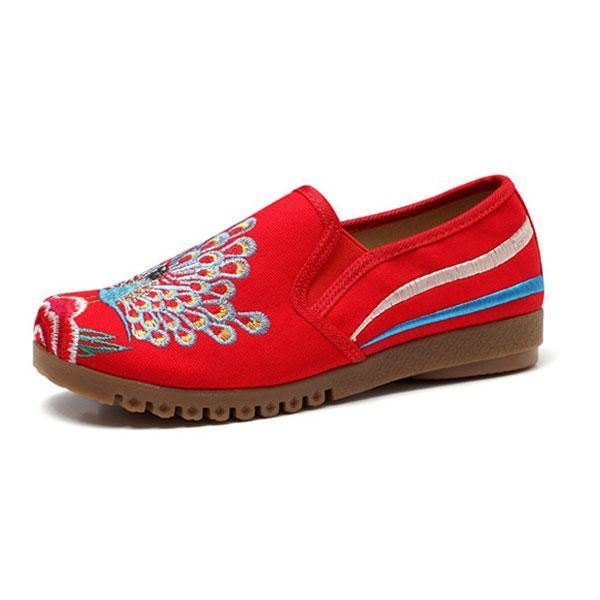 Dame Loafers Flower Slip On Comfy Flat Casual Sko