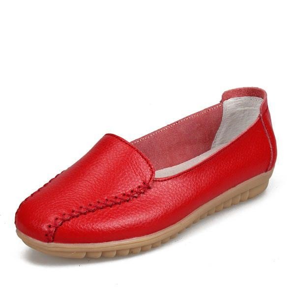 Dame Loafers Sko Casual Outdoor Slip On Leather Flats