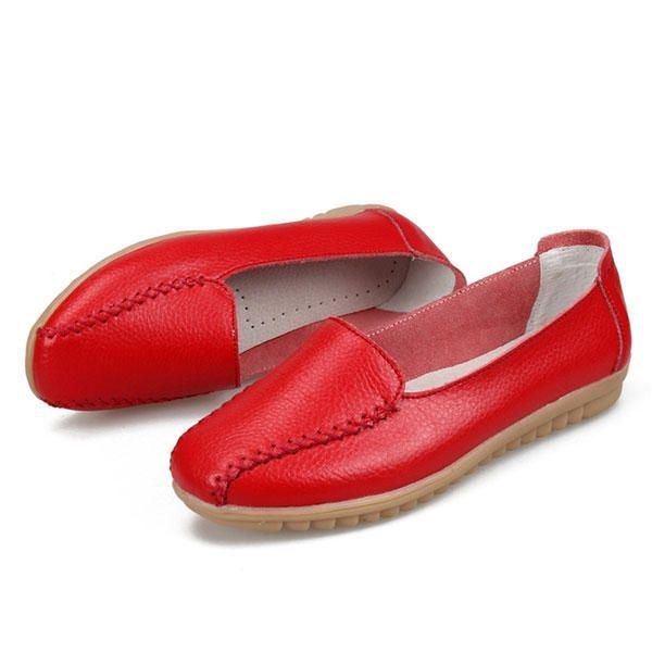 Dame Loafers Sko Casual Outdoor Slip On Leather Flats