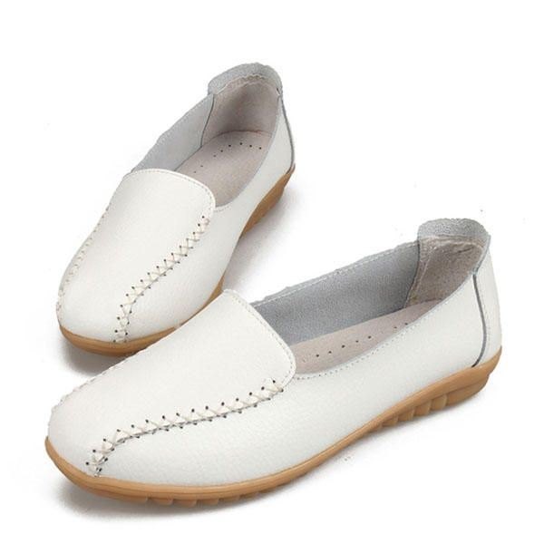 Dame Loafers Sko Casual Outdoor Slip On Leather Flats