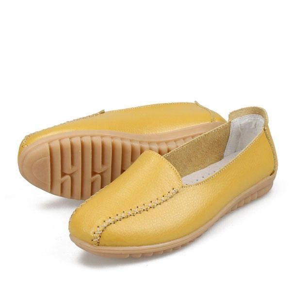 Dame Loafers Sko Casual Outdoor Slip On Leather Flats