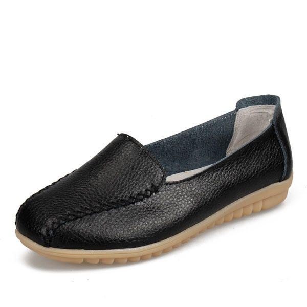 Dame Loafers Sko Casual Outdoor Slip On Leather Flats