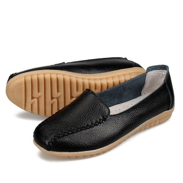 Dame Loafers Sko Casual Outdoor Slip On Leather Flats