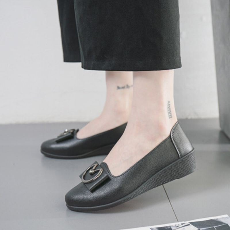 Dame Metail Decor Behagelig Såle Shallow Casual Slip On Loafers