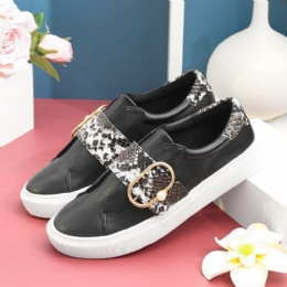 Dame Metal Spenne Snake Print Comfy Casual Flats