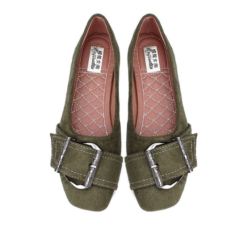 Dame Metalldekor Ensfarget Slip On Flats Loafers