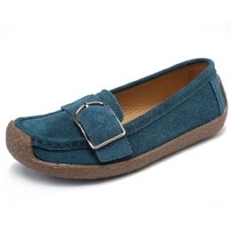 Dame Metalldekor Semsket Skinn Sklisikker Myk Såle Casual Flats Loafers