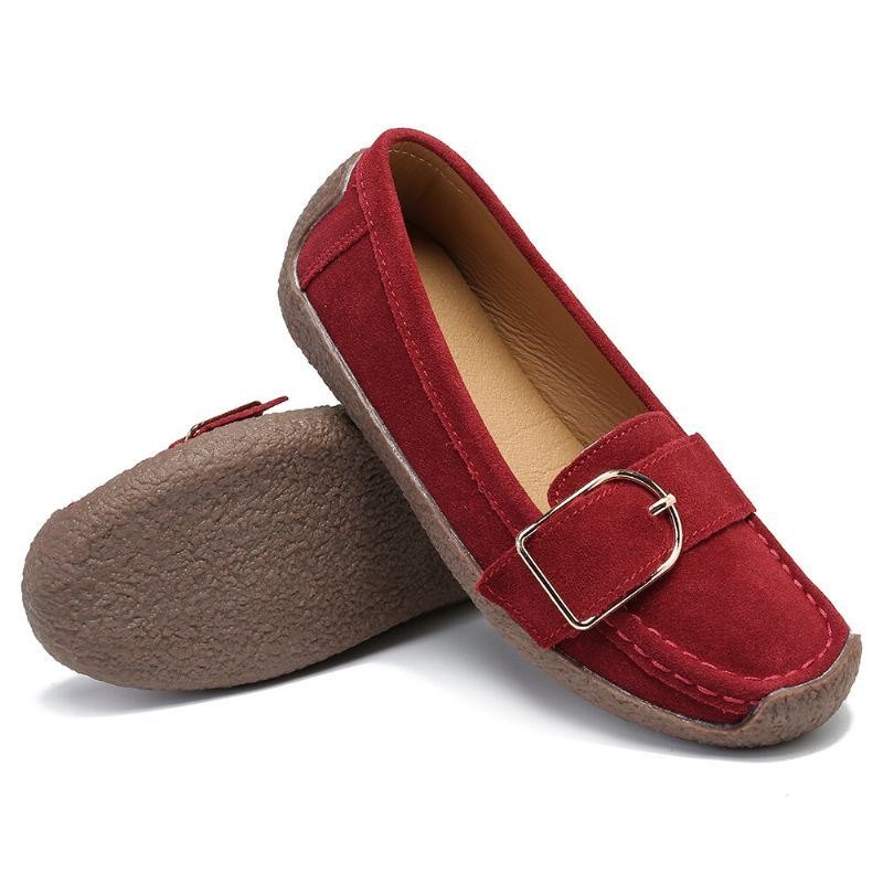 Dame Metalldekor Semsket Skinn Sklisikker Myk Såle Casual Flats Loafers