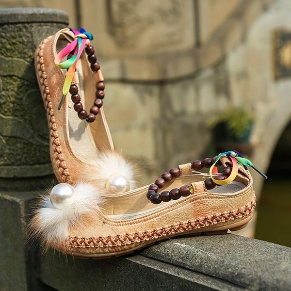 Dame Perler Fargerike Flats Loafers Komfortabel