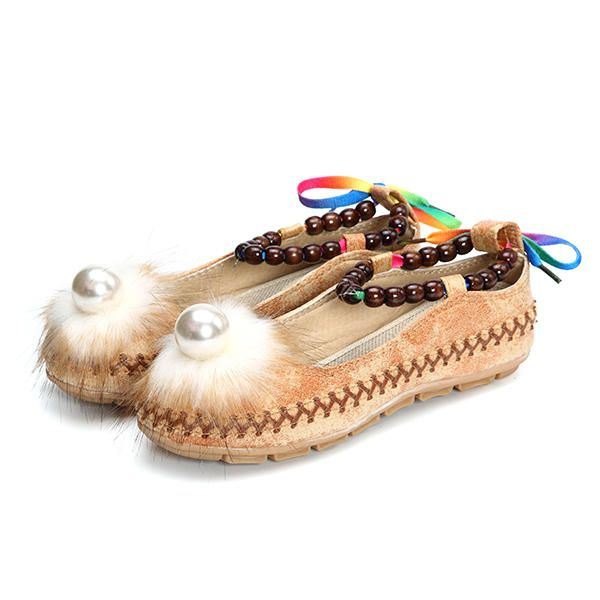 Dame Perler Fargerike Flats Loafers Komfortabel