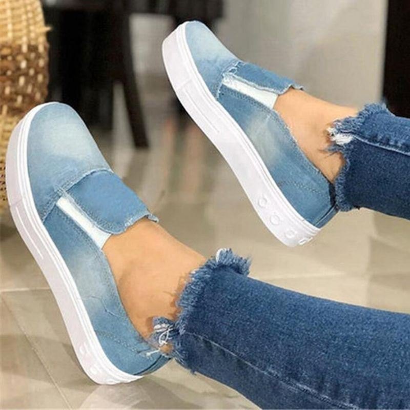 Dame Plus Size Slip On Canvas Elastisk Band Uformelt Daglig Canvas Flats