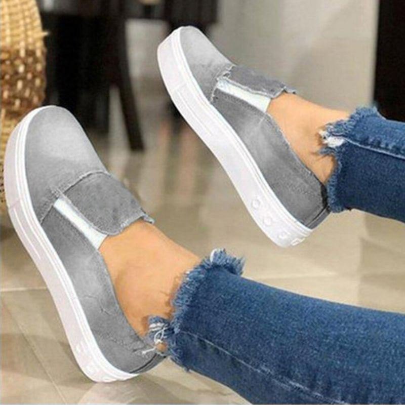 Dame Plus Size Slip On Canvas Elastisk Band Uformelt Daglig Canvas Flats