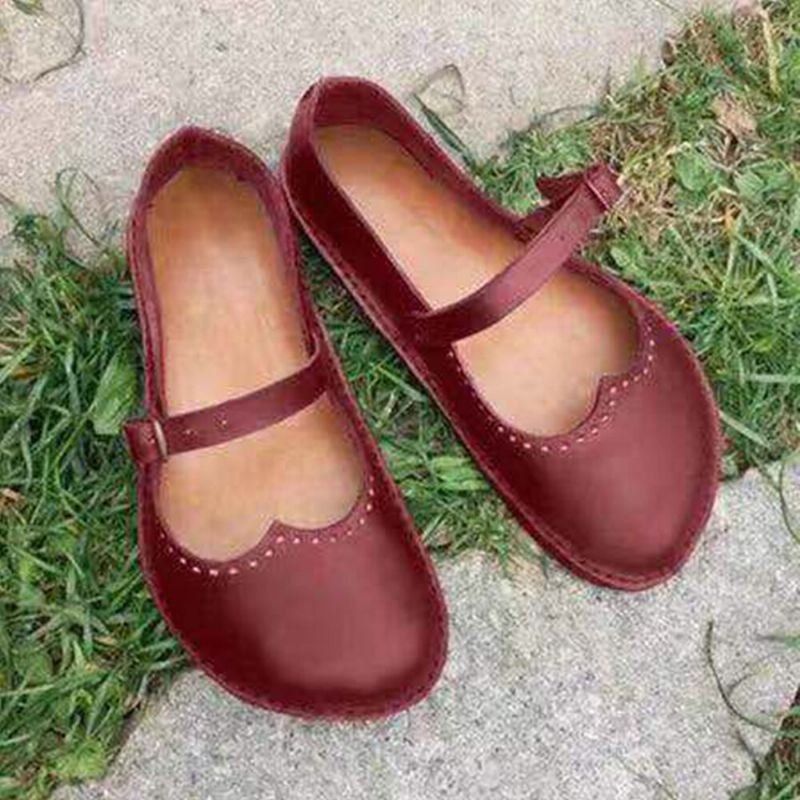 Dame Retro Large Størrelse Comfy Spenne Casual Spring Flats Loafers