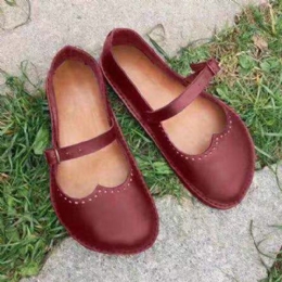 Dame Retro Large Størrelse Comfy Spenne Casual Spring Flats Loafers