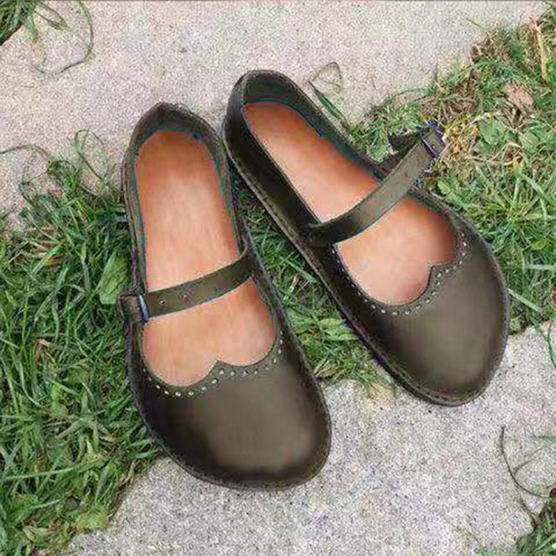 Dame Retro Large Størrelse Comfy Spenne Casual Spring Flats Loafers