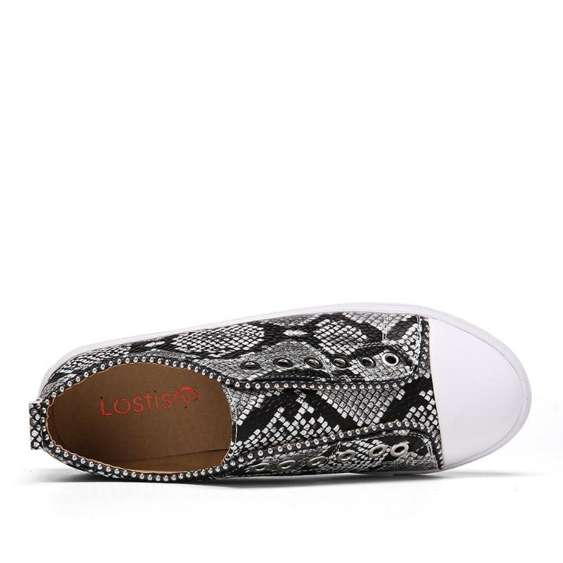 Dame Soild Farge Studded Slip On Comfy Flats