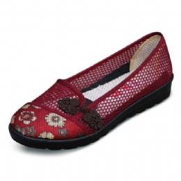 Dame Sommer Fritid Elegante Sko Pustende Slip-on Mesh Svette Absorpsjon Flat Sko