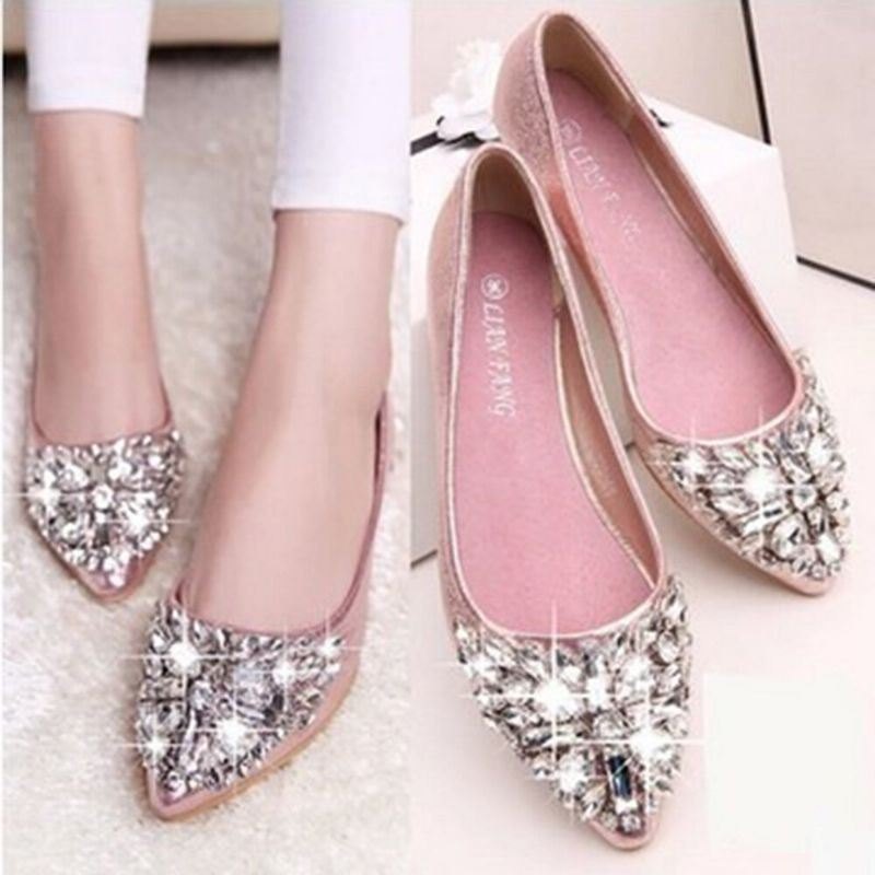 Dame Søt Rhinestone Dame Lett Rhinestone Dressy Flats