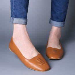 Dame Square Toe Comfy Lett Slip On Loafers