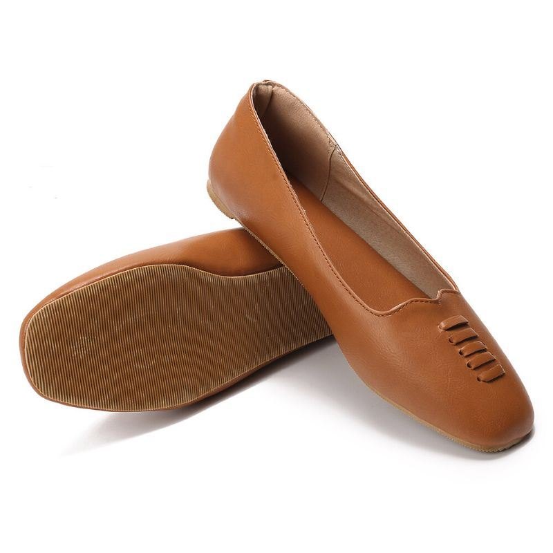 Dame Square Toe Comfy Lett Slip On Loafers