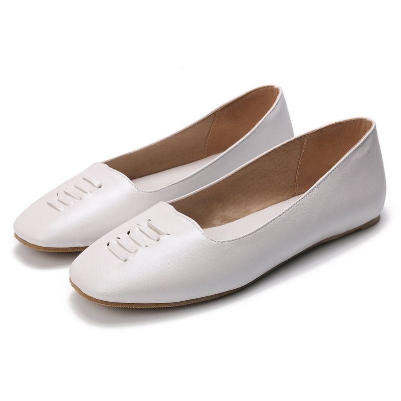 Dame Square Toe Comfy Lett Slip On Loafers