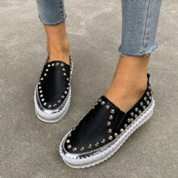 Dame Stilig Nagle Solid Komfortabelt Fôr Myk Bunn Flat Casual Loafers Sko