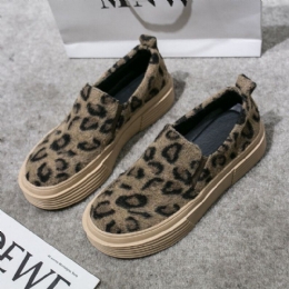 Dame Stor Størrelse Leopard Semsket Sklisikker Comfy Casual Flats