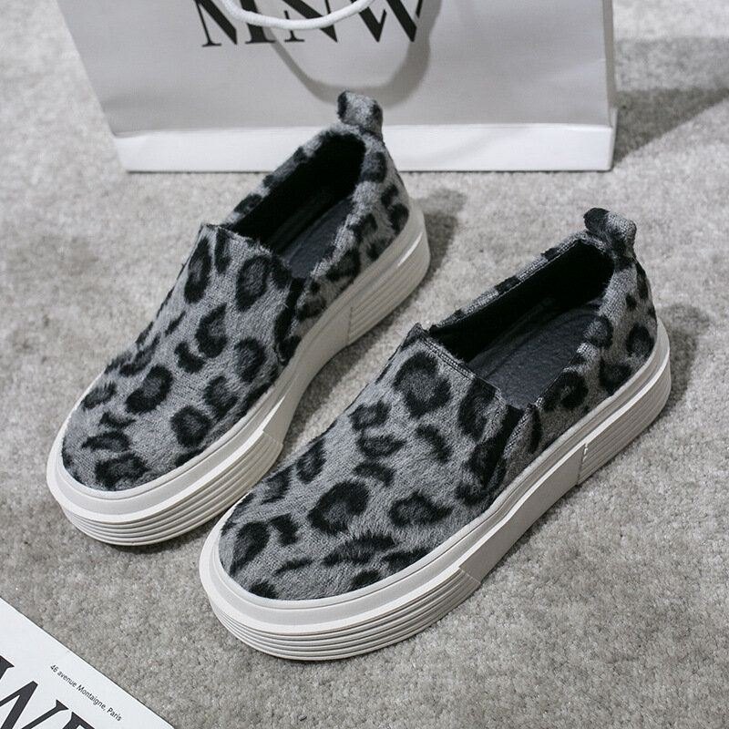 Dame Stor Størrelse Leopard Semsket Sklisikker Comfy Casual Flats