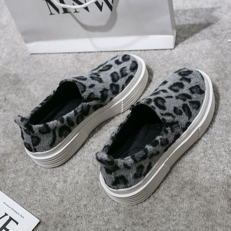 Dame Stor Størrelse Leopard Semsket Sklisikker Comfy Casual Flats