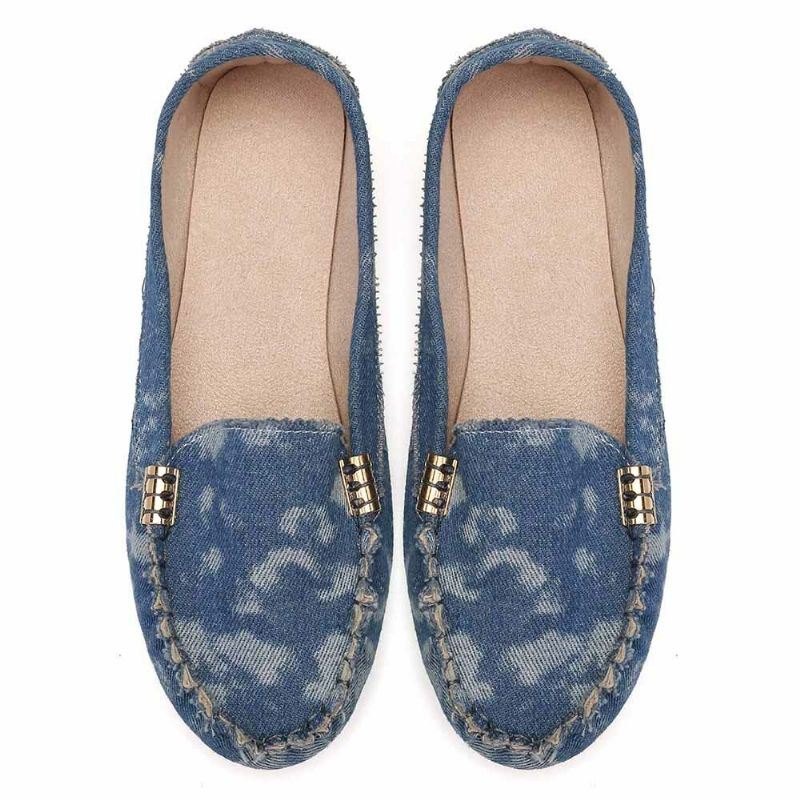 Dame Stricing Sklisikker Myk Såle Casual Slip On Loafers