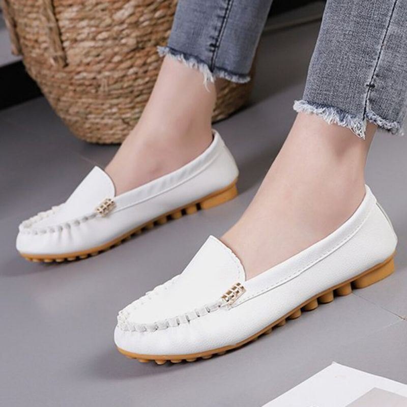 Dame Stricing Sklisikker Myk Såle Casual Slip On Loafers