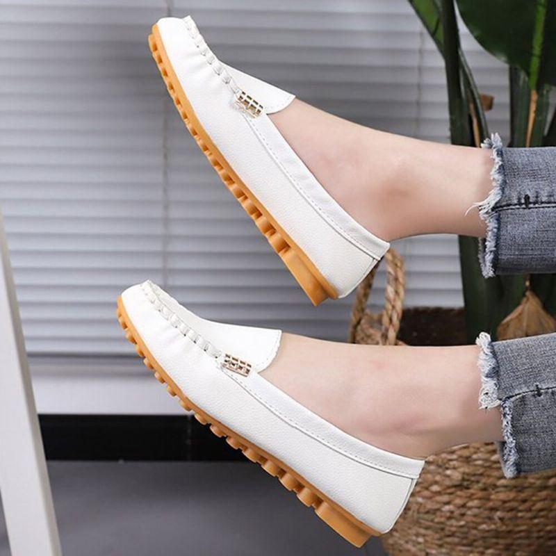 Dame Stricing Sklisikker Myk Såle Casual Slip On Loafers