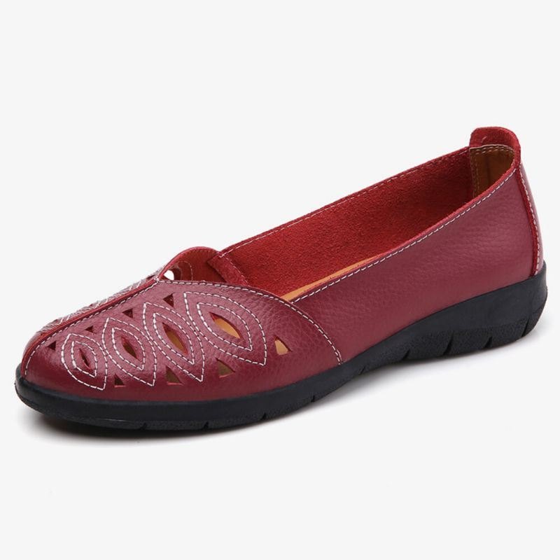 Dame Sy Blomster Hul Sklisikker Casual Slip On Loafers