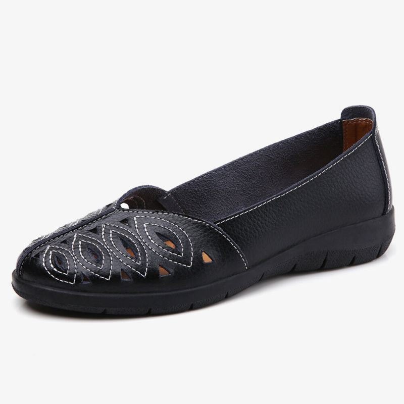 Dame Sy Blomster Hul Sklisikker Casual Slip On Loafers