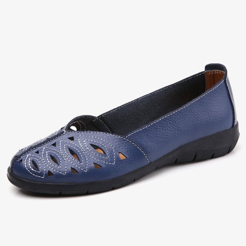 Dame Sy Blomster Hul Sklisikker Casual Slip On Loafers