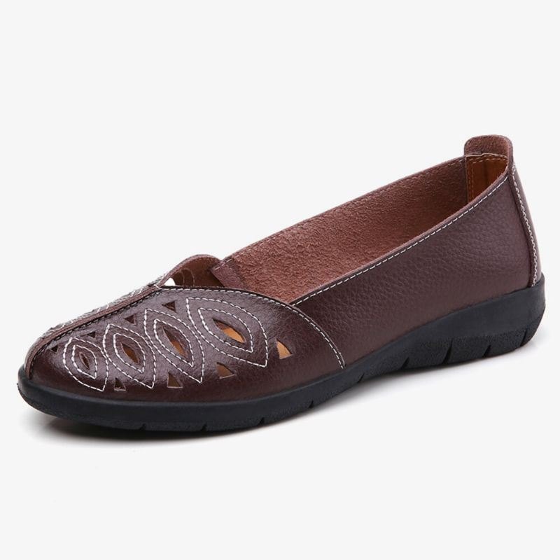 Dame Sy Blomster Hul Sklisikker Casual Slip On Loafers