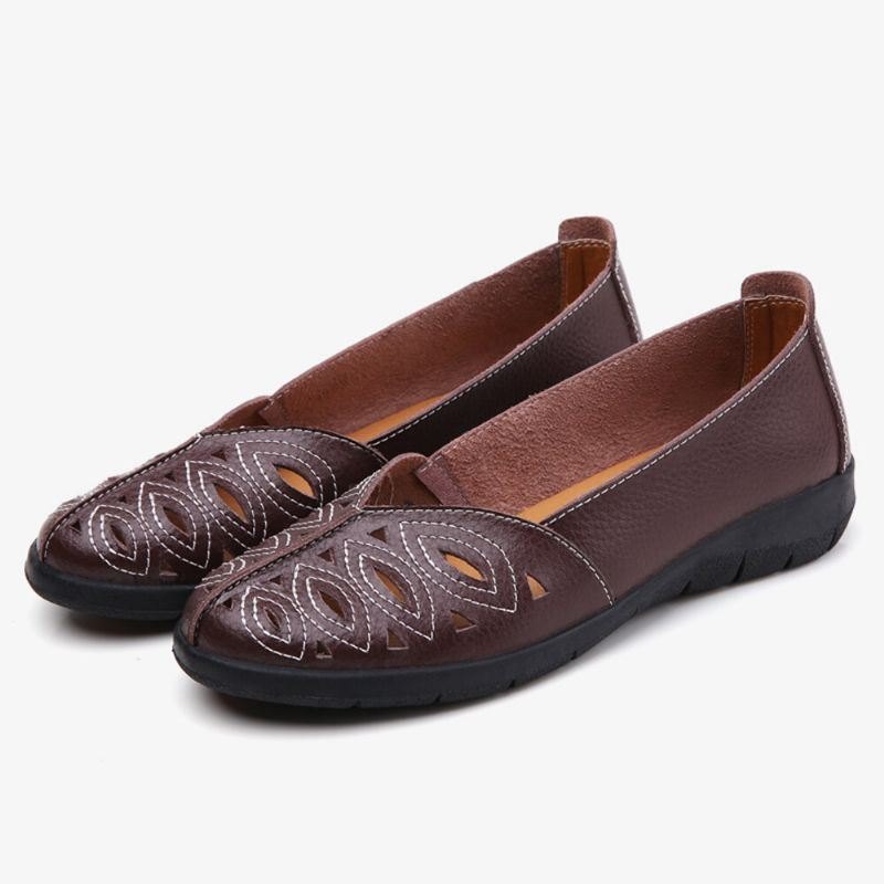 Dame Sy Blomster Hul Sklisikker Casual Slip On Loafers