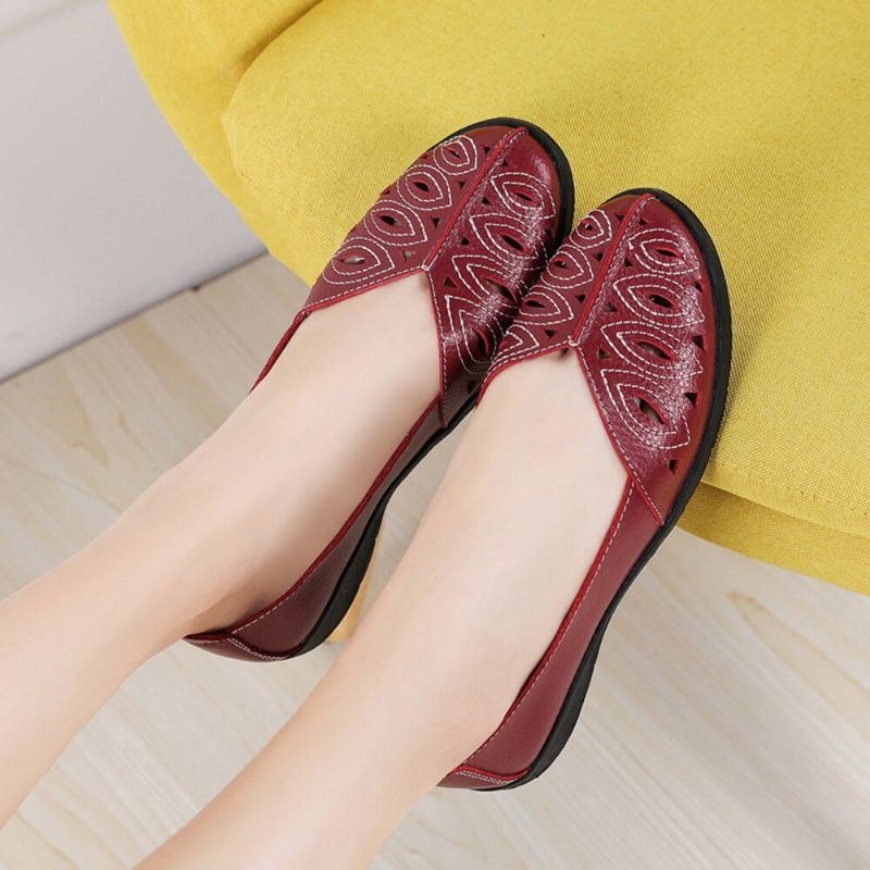 Dame Sy Blomster Hul Sklisikker Casual Slip On Loafers