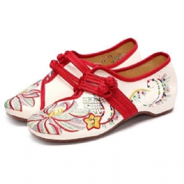 Dame Uformelt Broderi Floral Slip On Outdoor Flat Shoes