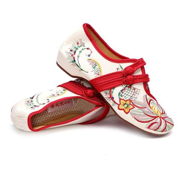 Dame Uformelt Broderi Floral Slip On Outdoor Flat Shoes