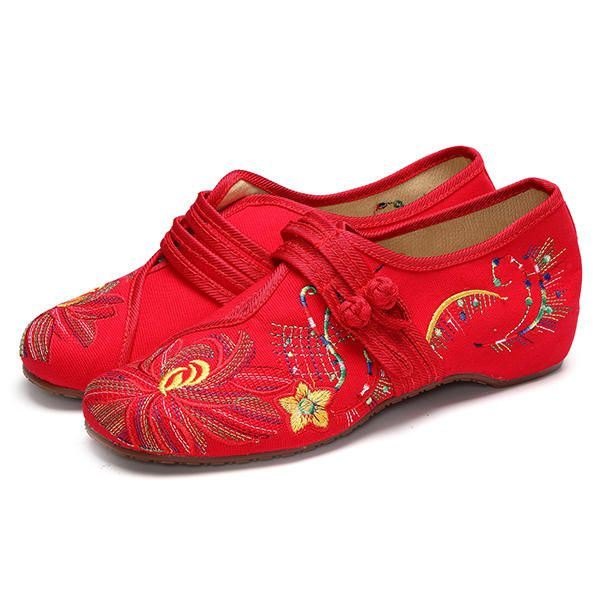 Dame Uformelt Broderi Floral Slip On Outdoor Flat Shoes