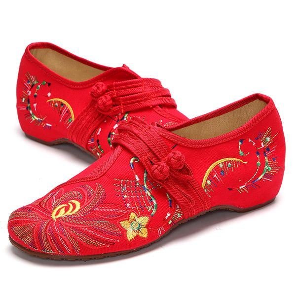 Dame Uformelt Broderi Floral Slip On Outdoor Flat Shoes