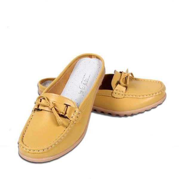 Dame Uformelt Mykt Skinn Slip-ons Bowknot Chic Flat Loafers