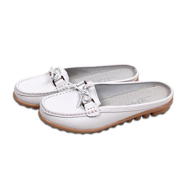 Dame Uformelt Mykt Skinn Slip-ons Bowknot Chic Flat Loafers