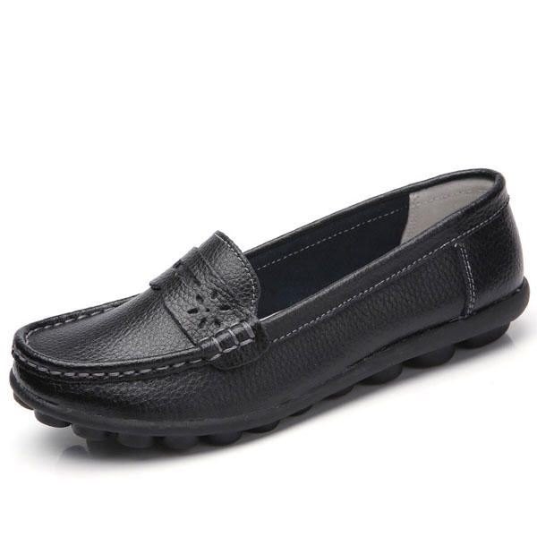 Dame Us Størrelse 5-13 Pure Color Myk Såle Rund Tå Slip On Flat Loafers