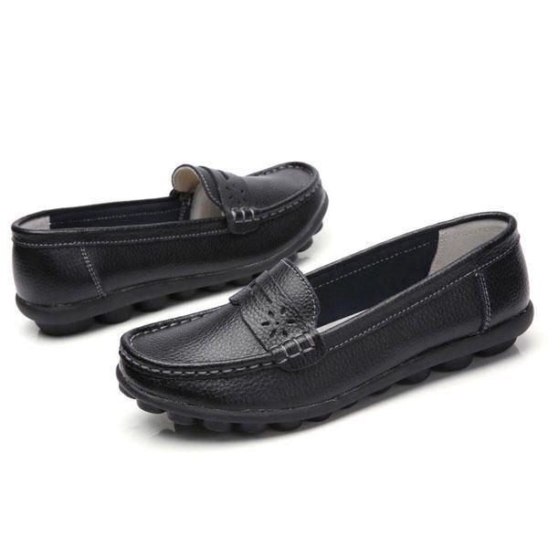 Dame Us Størrelse 5-13 Pure Color Myk Såle Rund Tå Slip On Flat Loafers