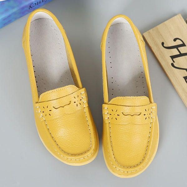 Dame Us Størrelse 5-13 Pure Color Myk Såle Rund Tå Slip On Flat Loafers